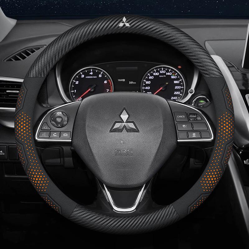 Car Suede Carbon fiber Leather Steering Wheel Cover For Mitsubishi Outlander Pajero Asx Lancer EX Evolution L200 Triton RALLIART