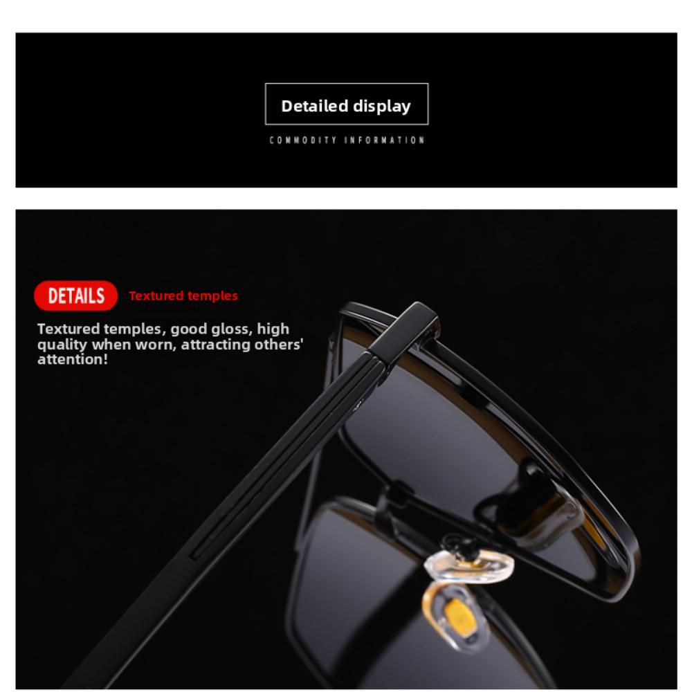 Polarized Sunglasses Men's High-end UV Protection Driving Yellow Lenses Sunglasses Anti-glare Square Fishing Glasses