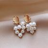 Серьги-кисточки из жемчуга 'Серебряная игла': Ретро цветочный дизайн, милая личность, роскошные серьги-гвоздики для женщин