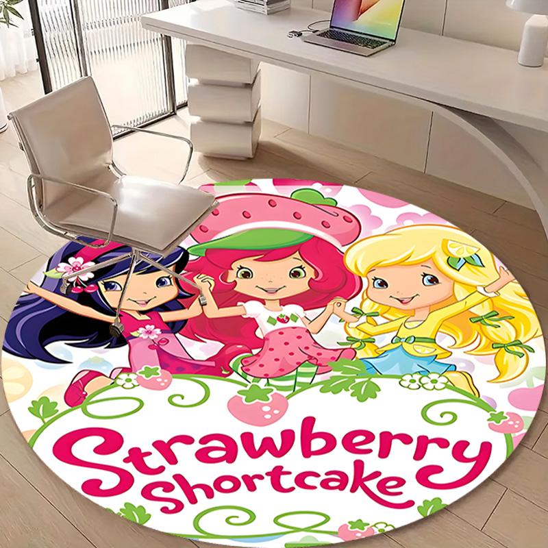 1pc Strawberry Princess2 Design Printed Area Round Carpet for Bedroom Living Room Home Decor Rugs Mat Non Slip Mat Rug for Bedside