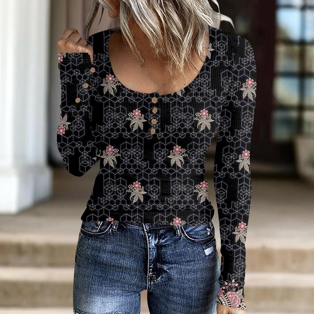 Женский модный повседневный свитер с длинными рукавами и воротником-стойкой с принтом на пуговицах