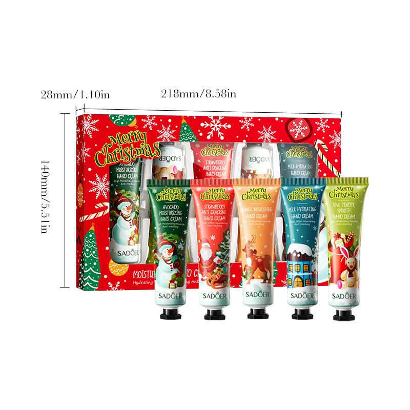 Christmas Hand Cream 5-Piece Set for Dry Cracked Skin | Winter Moisturizing Holiday Gifts for Women Men | Xmas Stocking Stuffers for Family Friends
