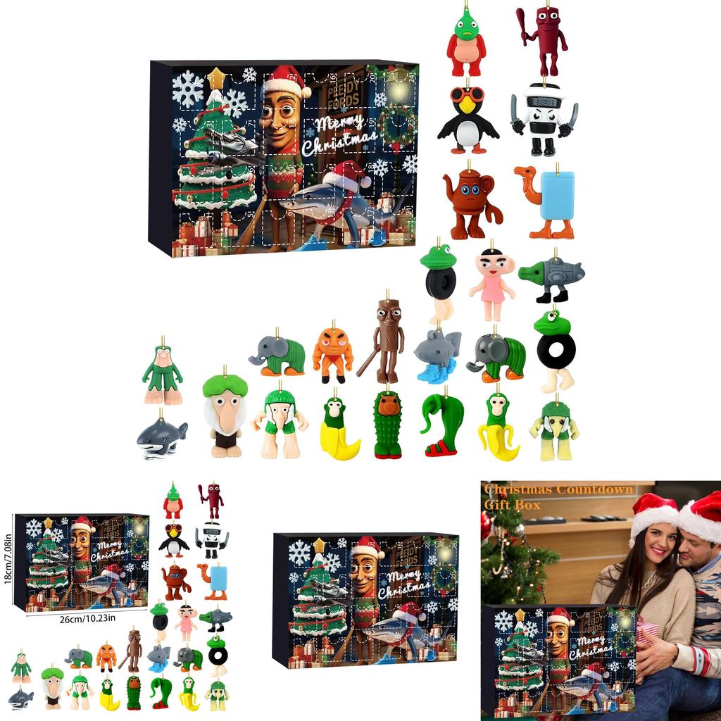 Итальянский Брейнрот Аль Акриловый Рождественский Календарь Обратного Отсчета с Фигурками Персонажей для Праздничного Декора