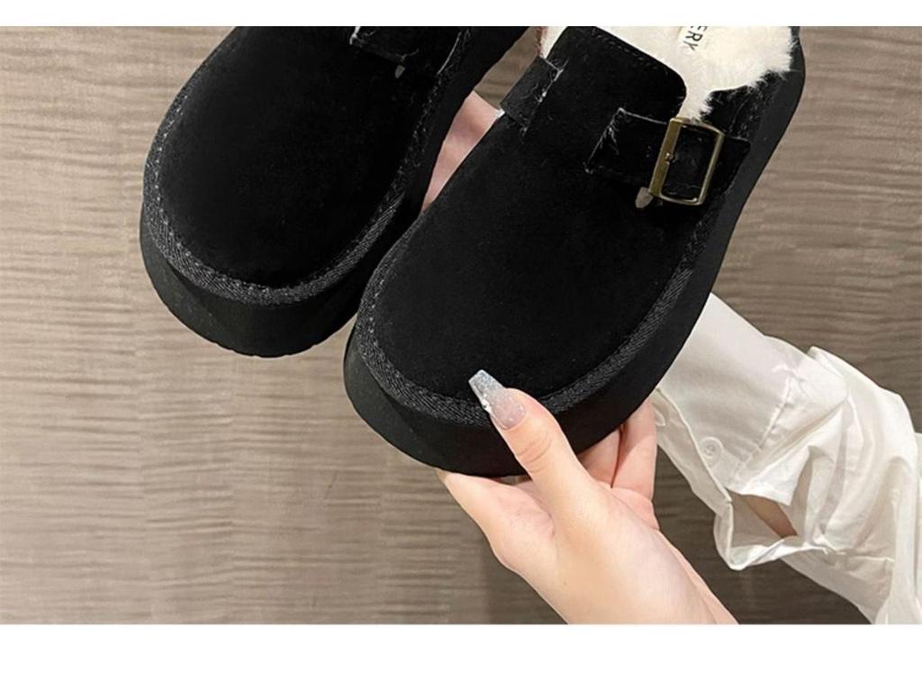 2025 Women's Velvet Warm Birkenstock Clogs - Toe Cap, Thick Sole, Black/Brown