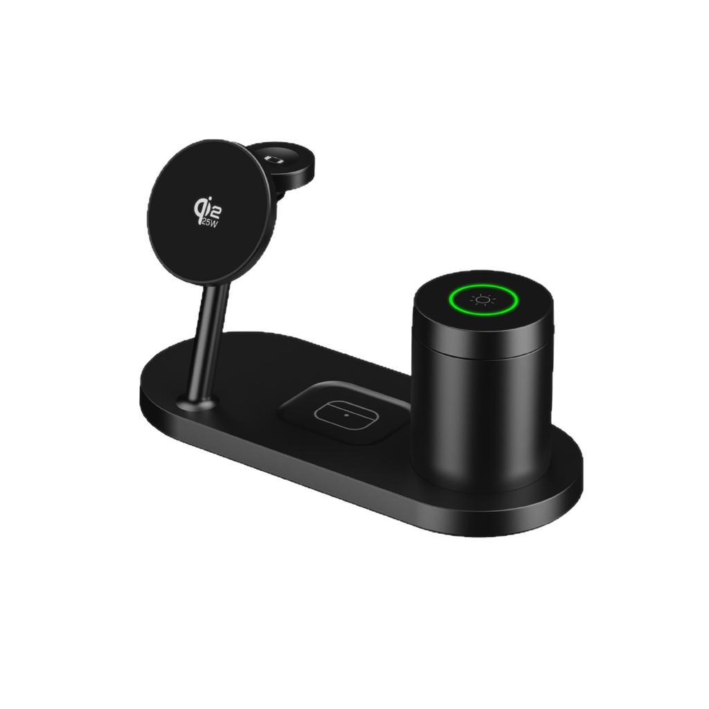 Беспроводное магнитное зарядное устройство Qi2.2 25 Вт, многофункциональная станция быстрой зарядки с ночником для iPhone17 16 15, Watch, Airpods