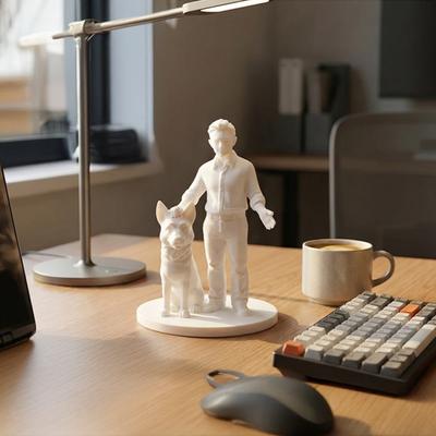 3D-печатные фигурки мужчины с собакой, Интерактивные подарки-мемориалы для любителей собак, Статуэтка мужчины и собаки, Минималистичное декоративное искусство «Щенок и хозяин» для