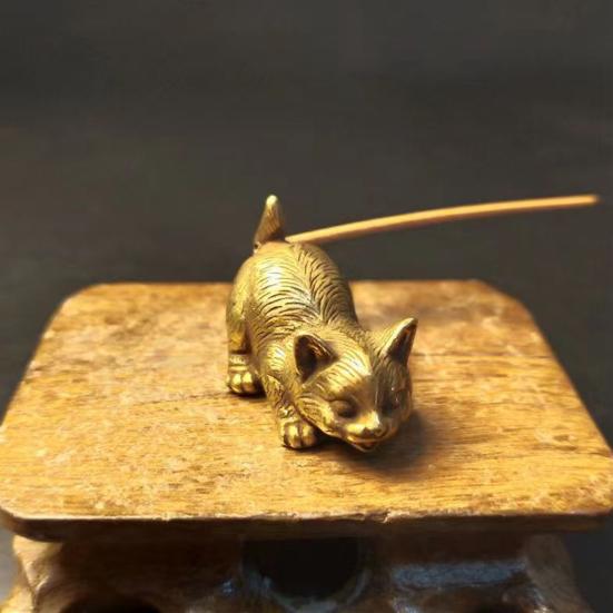 Латунная статуэтка кошки, маленькая статуэтка кошки, держатель для благовоний, настольный ретро-мини-кошачий орнамент для домашнего офиса, чайного столика, автомобиля