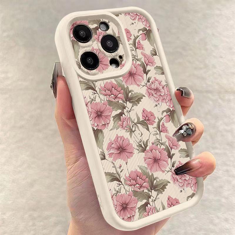 Винтажный цветочный чехол для телефона iPhone 17 Чехлы iPhone 16 16e 15 14 13 12 11 Pro Max XS XR 7 8 Plus Ударопрочный мягкий чехол