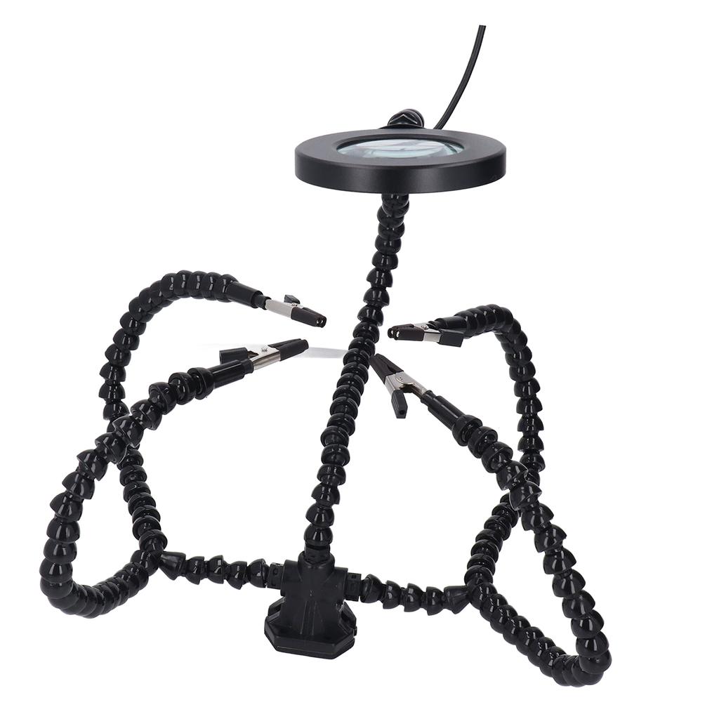 Рука помощи при пайке 5 челюстей 3X USB лупа ABS гибкие ручки свет паяльная станция черный