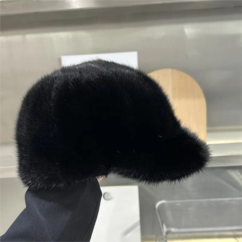 Новая шапка из натурального меха норки Женская зимняя модная шапка-рыцарь Утепленная теплая бейсболка из меха норки Это модно и универсально