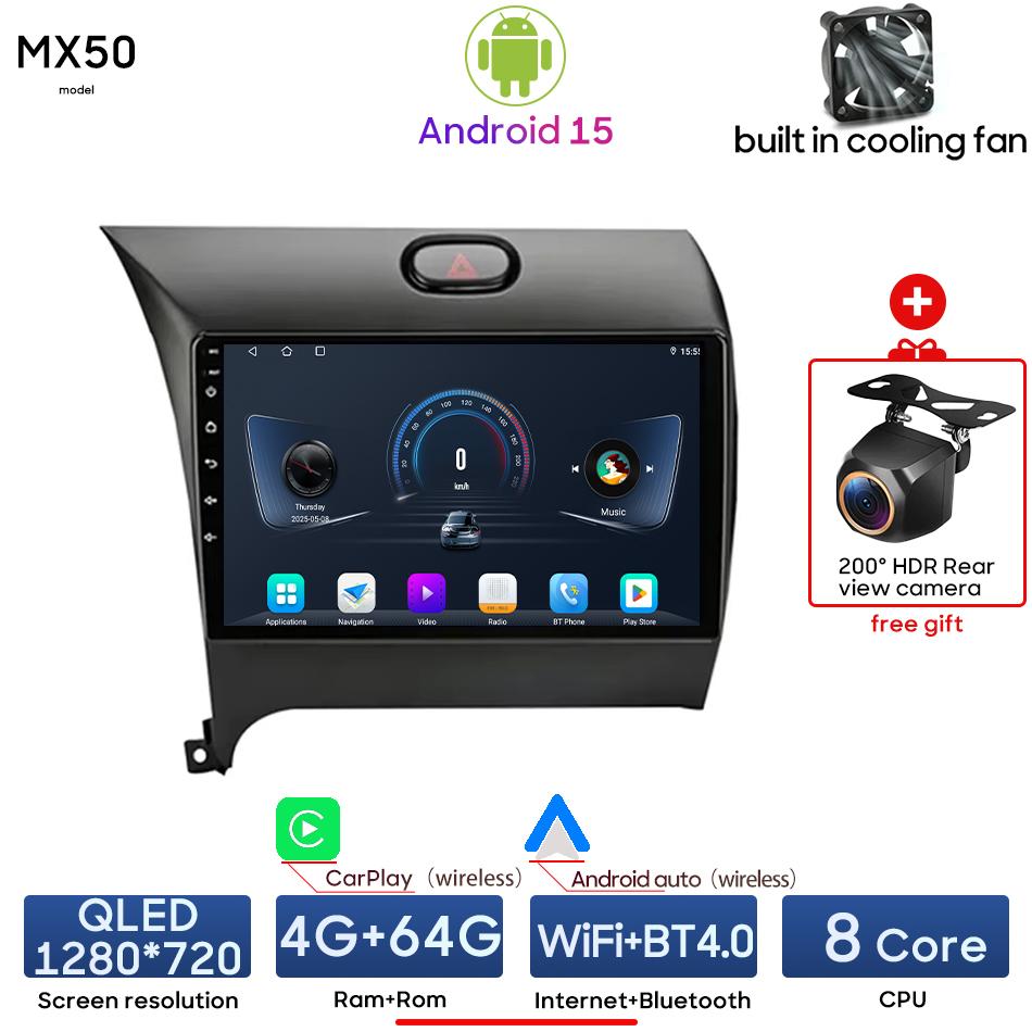 Android pour Kia K3 Cerato Forte 2013 - 2017 lecteur multimédia de voiture Radio vidéo stéréo Navigation ation CarPlay GPS stéréo Auto 2din BT