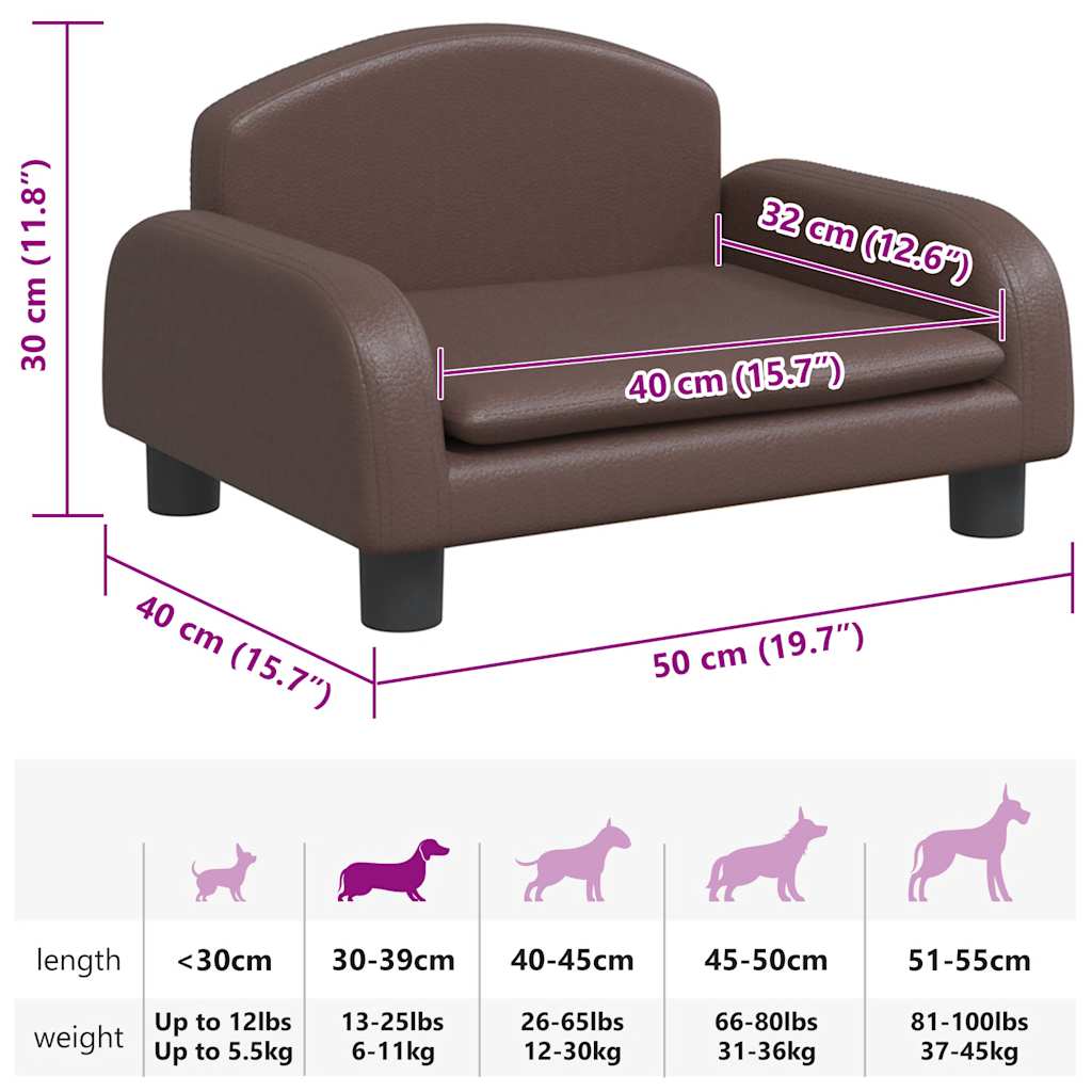 Brown Dog Bed 50 x 40 x 30 cm Faux Leather
