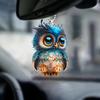 Cute Owl 2D Flat Acrylic Car Keychain Accessories Pendant, Car Rearview Mirror Pendant, Bag and Kitchen Home Pendant, Exquisite Gifts
