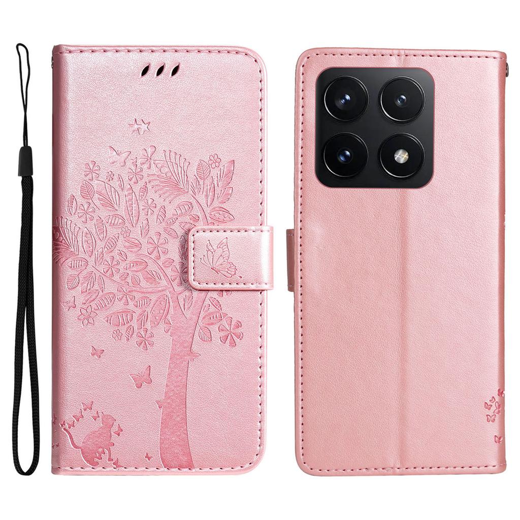 Для чехла телефона Xiaomi 14T с подставкой, с рисунком кошачьего дерева, кожаный кошелек, мобильная крышка