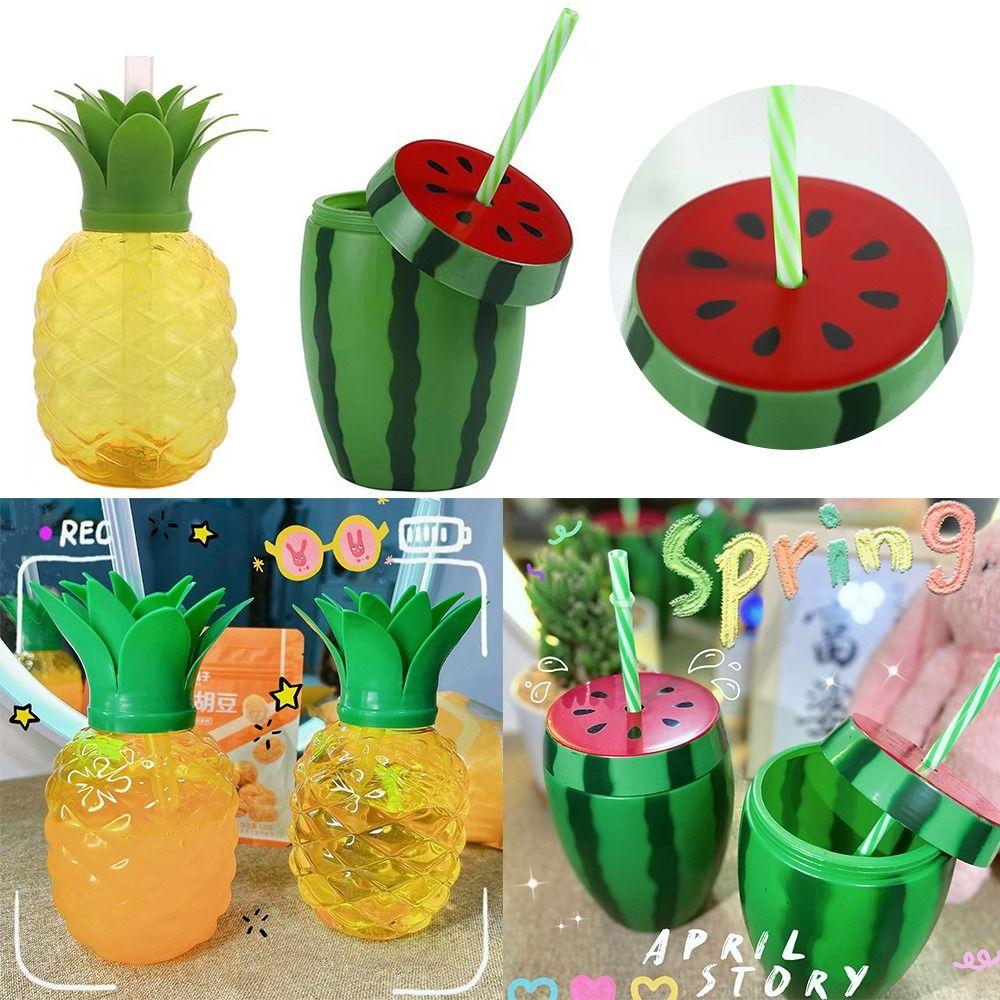 Fruit Tea Milk Juice Summer Straw Cup Drinkware Water Bottle Strawberry Pineapple Watermelon