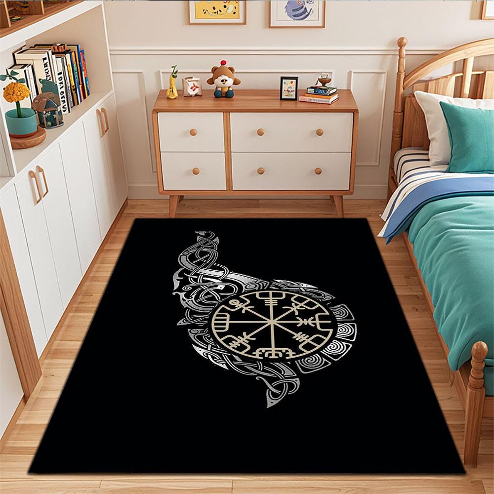 Nordic Symbol with Viking Knot Design Patterned carpet, suitable as a non slip play mat for the living room and bedroom sofa