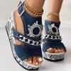 Stylish Women's Rhinestone Chain Sandals - Comfortable Slingback Peep Toe Wedges with Ankle Strap Buckle - Perfect for Summer Platform Fashion