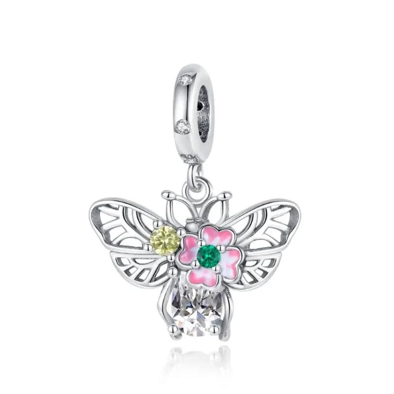 925 Sterling Silver Spring New Animal Beads Fit for Original Bracelet Jewelry Making Butterfly Firefly Chameleon Charms