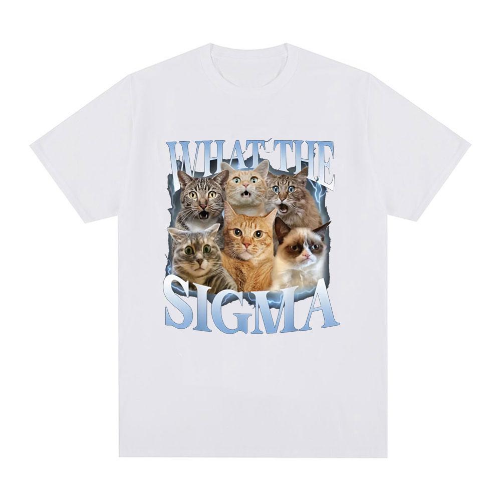 Что такое Сигма Смешной Мем Любители Кошек Графические Футболки Мужские Женские Хлопковые Оверсайз Футболки с Коротким Рукавом Модная Удобная Футболка