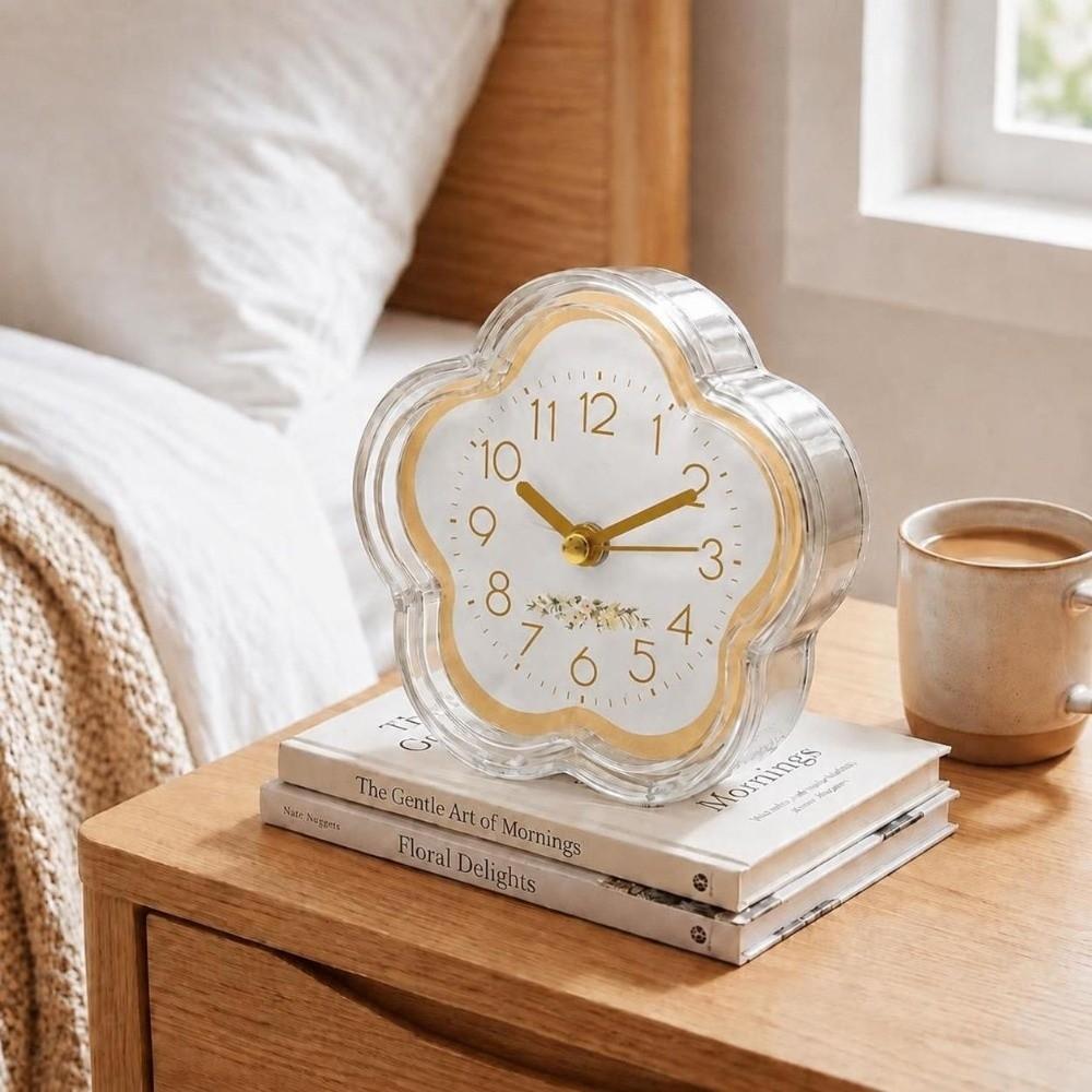 Dopamine Tones Flower Alarm Clock Transparent Shell Desk Alarm Clock Desktop Ornament