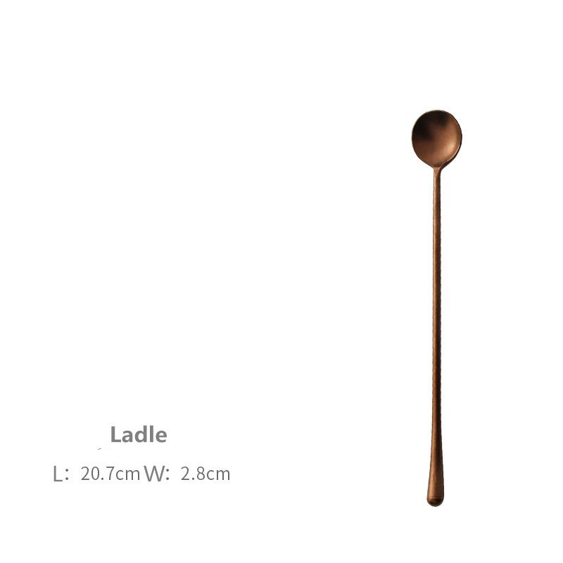 Столовая посуда в японском стиле Old Western, нож для стейка в стиле ретро, вилка-ложка, ложка для размешивания кофе, розовое золото, нержавеющая сталь 304