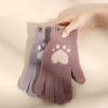 New Women Winter Keep Warm Plus Cashmere Thicken Touch Screen Cute Lovely Cat Paw Knitted Wool Gloves Drive Cycling