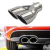 Bolt-on Dual Exhaust Tip Rolled Stainless Steel Square End One Change Two Double Slant Cut Tailpipe Muffler Tip 3 inch Inlet