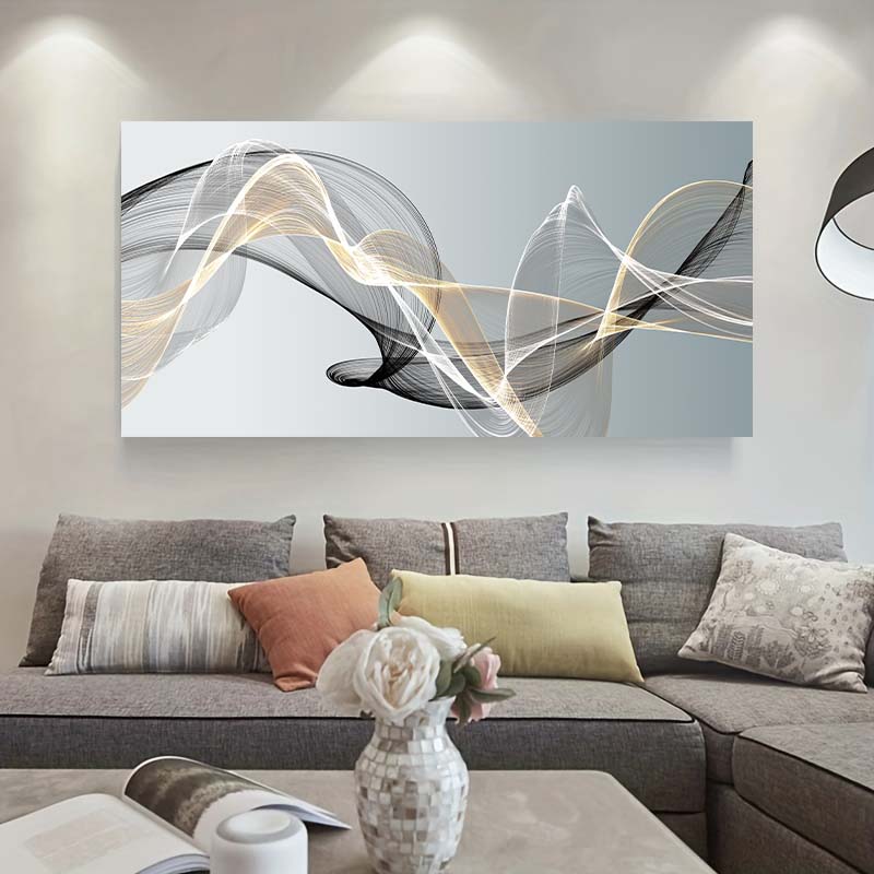 Черное золото линии стены искусства холст картины плакаты абстрактные ленты картины для гостиной современный принт скандинавский офисный декор безрамный