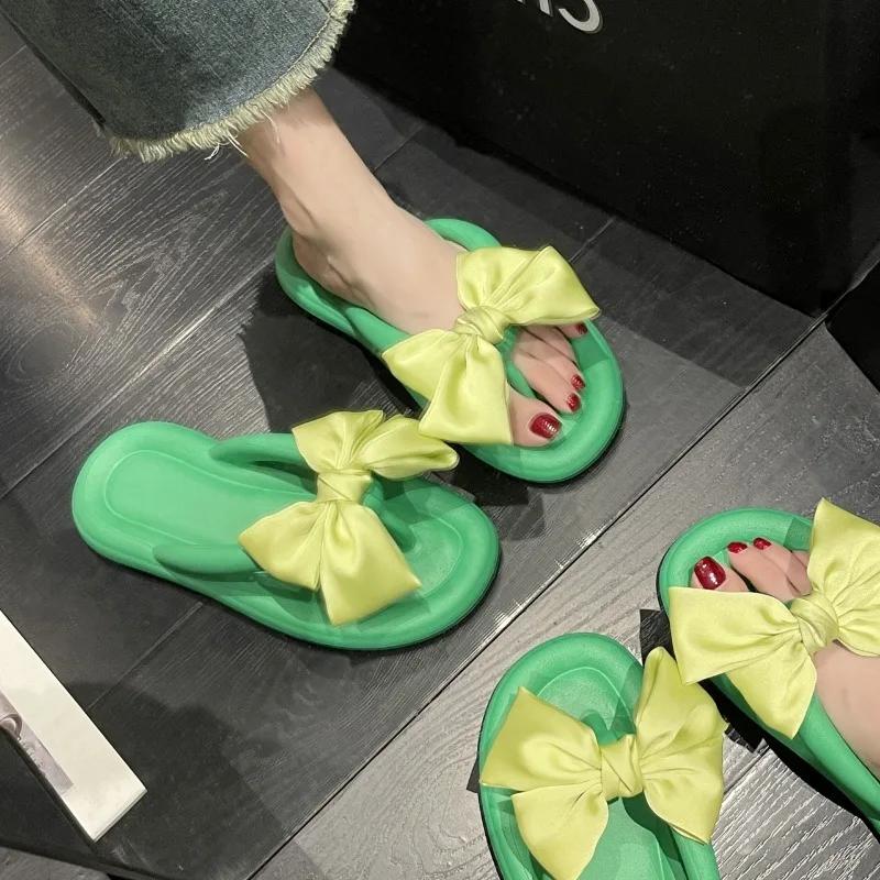 Летние женские плоские тапочки из ЭВА, новые модные женские шлепанцы с бабочкой, легкие женские сандалии для отдыха на природе, пляжная обувь