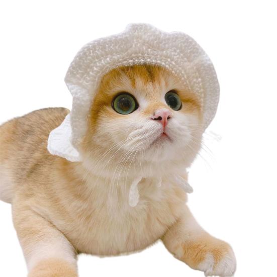 Шапка для питомца Деликатная отделка Подвеска Декор Высокая эластичность Милый питомец Регулируемый ремешок Вязаная шапка для вечеринки