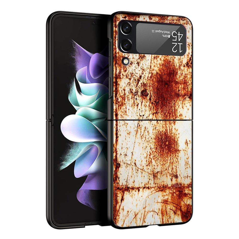 Vintage Industrial Style Rusty Pattern Case For Samsung Galaxy Z Flip 7 6 5 4 3 z Flip7 Flip6 Flip5 Flip4 5G Phone Cover Flip3 F