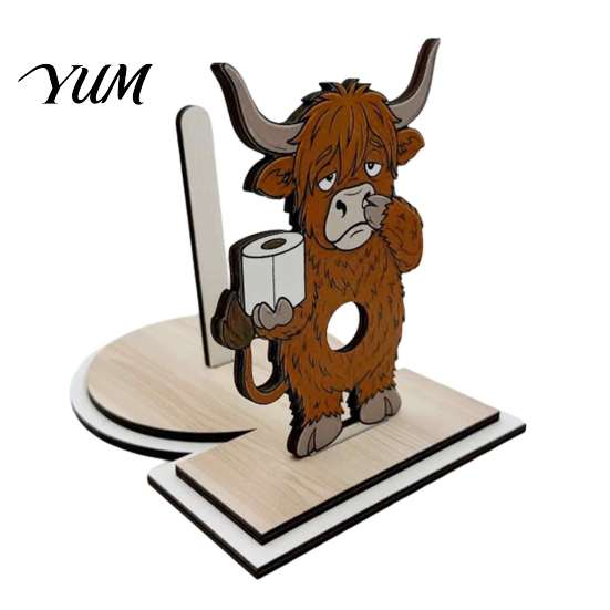Humorous Animal Toilet Accessory Roll Paper Holder, Creative Shape Dispenser, Vertical Stable Tissue Stand Rack, Solid Wood for Kitchen And