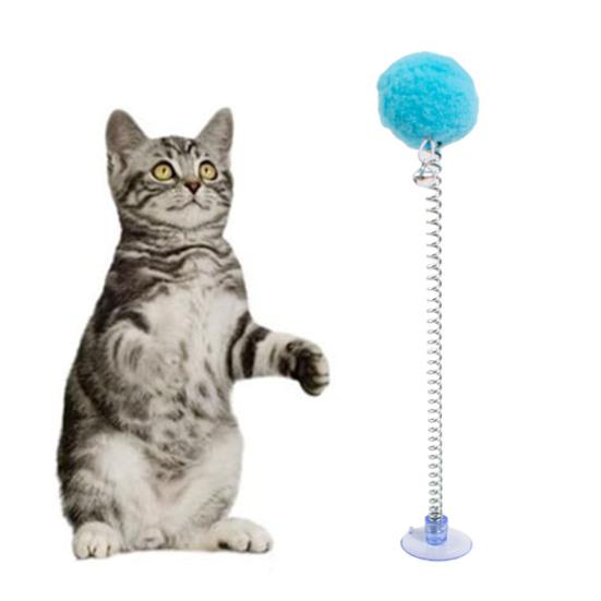 Пружинная приманка для кошек с плюшевым шариком на присоске, нижняя палочка, игрушечная палочка для кошек с