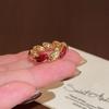 Позолоченное 14K золотом овальное кольцо с красным указательным пальцем, высококлассный нишевый стиль для женщин