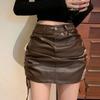 Женские мини-юбки из искусственной кожи, простые базовые Bfnight Party Club, однотонные друзья, гофрированные, универсальные, хит продаж, весенний дизайн для колледжа