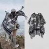 High-End Western-Style Women's Ink Painting Shawl Cape - Autumn/Winter Thick Imitation Cashmere Scarf