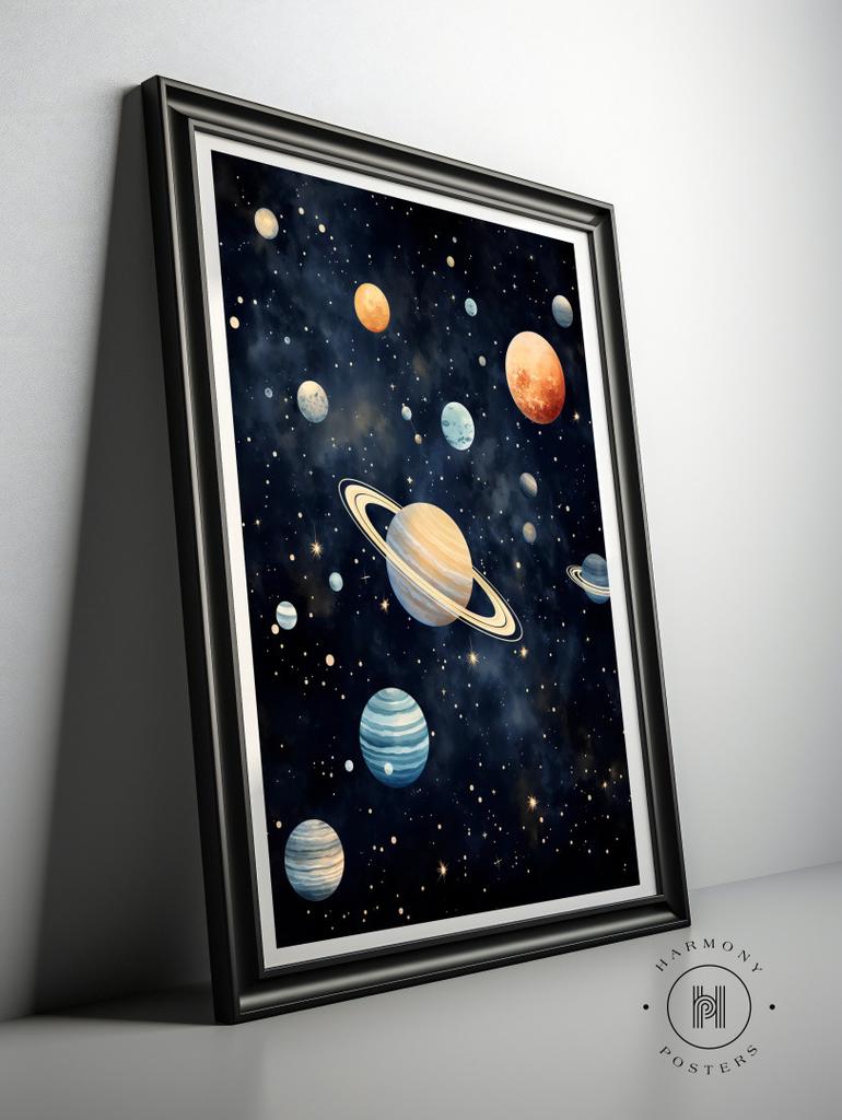 Szepty Kosmosu Szepty Kosmosu, 70X100 Cm, Rama Drewniana Jasny Dąb, Papier Matowy 230 Gsm