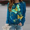 Fall Autumn Women'S Fashion O Neck Long Sleeve T-Shirt Loose Clothes Sunflower Butterflyt Print T Shirt For Girls Street
