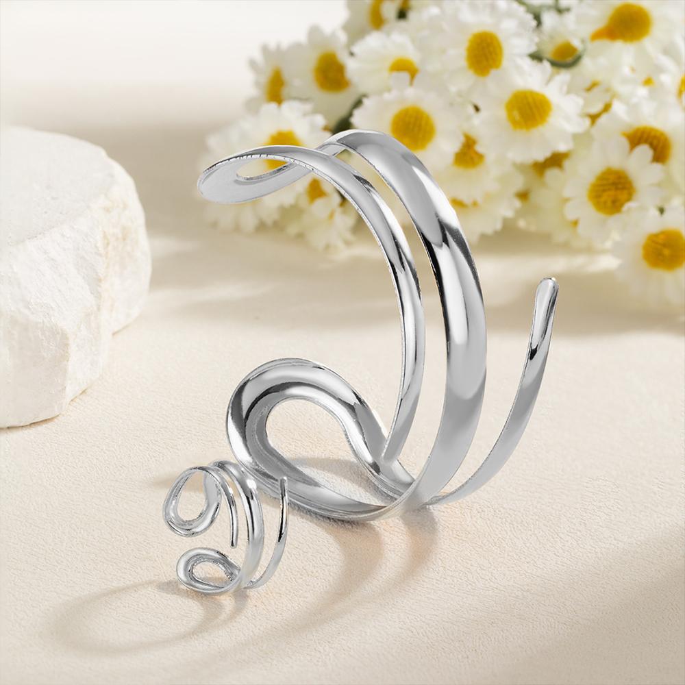 Smooth Bracelet and Ring Set Exaggerated Open Bangle Jewelry for Party, Daily Wear