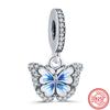 925 Silver Insects Series Colorful Zircon Dragonfly Flower Bee Butterfly Beads Fit Original  Charms Bracelet Fine Jewelry