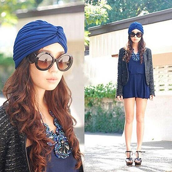 Smart Stretchy Hat Turban Head Wrap Band Chemo Bandana Hijab Pleated Indian