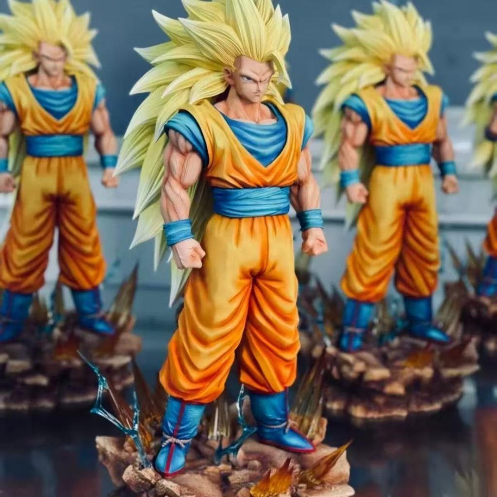 35 см/13,78 дюйма Фигурка Dragon Ball Z Сон Гоку Ssj3 Со светодиодной подставкой Супер Сайян 3 Гоку ПВХ Фигурки Действия Коллекционная Модель Игрушки Подарки