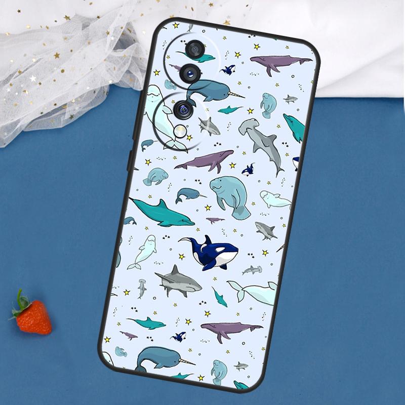 Чехол Морской Кит Нарвал для Honor Magic 8 7 5 6 Pro 200 400 50 70 90 Lite Win RT X8c X8b X9a X9b X9c X9d Обложка