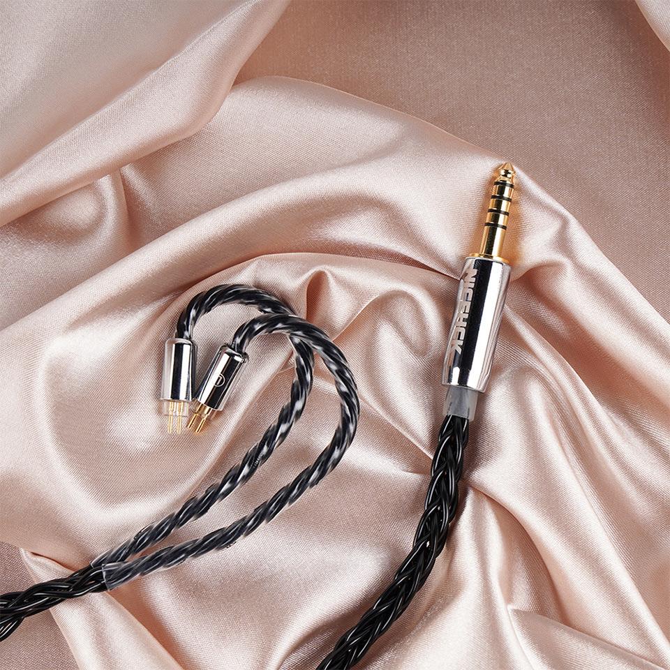 NICEHCK BlackCat Ultra 8 Strands Zinc Copper Alloy Oil Soaked HiFi Earphone Cable 4.4 MMCX 2Pin for ZERO Cadenza LAN Tangzu Fudu