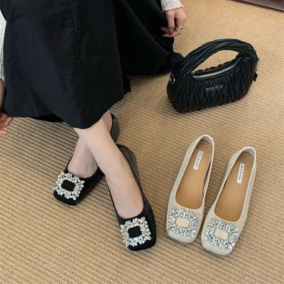 Французские туфли-лодочки женские с внутренней высотой подъема 3 см 2025 новый темперамент атласные хрустальные противоалмазные рабочие туфли женские не устают