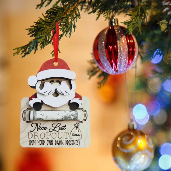 Деревянный рождественский зажим для денег, стиль Санта-Клауса, подвесной кошелек, создающий атмосферу, украшение кошелька на праздничную тематику