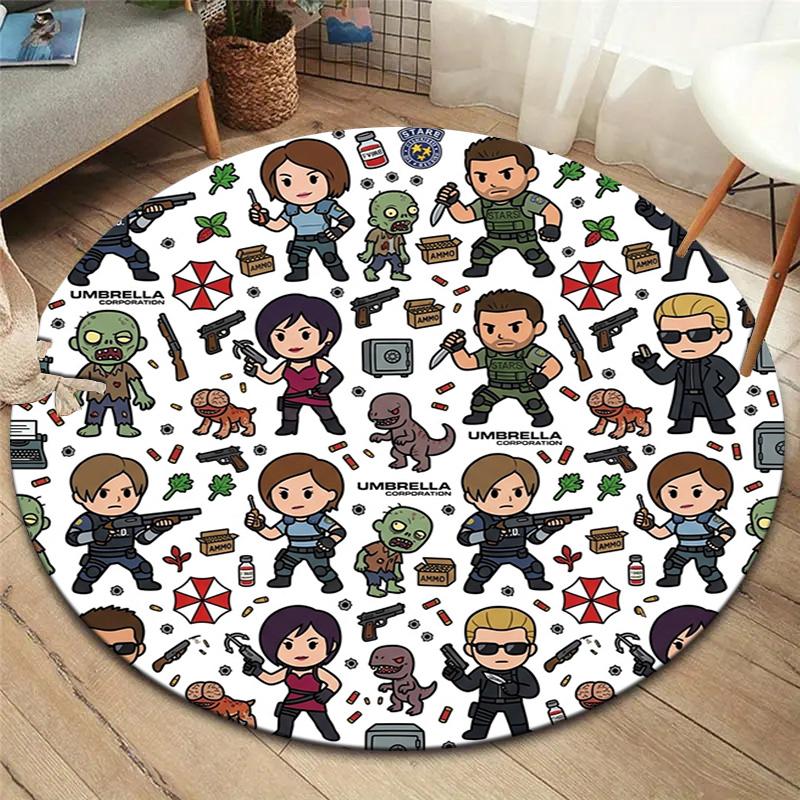 Resident Evil Round Area Rug Carpet Rug For Living Room Bedroom Sofa Playroom Decor Nonslip Floor Mat