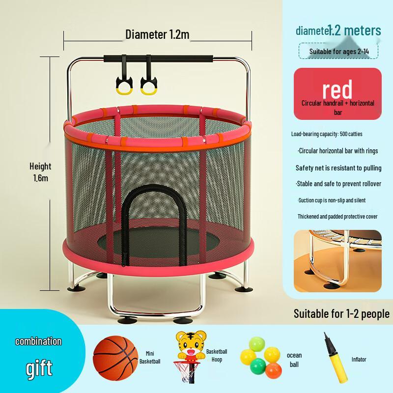 Children's Indoor Trampoline with Handlebar