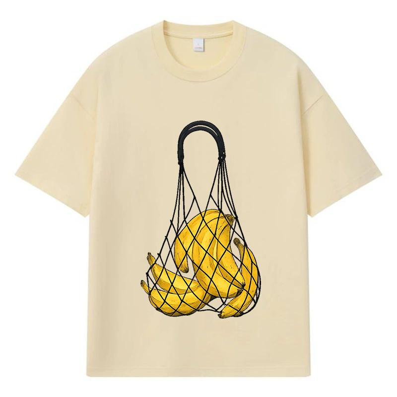 2026 Графическая футболка с принтом банана Y2k Харадзюку Уличная одежда 100% хлопок Повседневная футболка оверсайз летняя мужская футболка