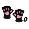 1 Pair Women Winter Gloves Half-finger Cat Paw Shape Thick Plush Elastic Warm Heat Retention Non-slip Windproof Wrist Protection Cycling Riding